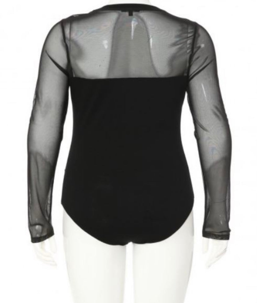 Mesh Sleeve BodySuit- Black or White