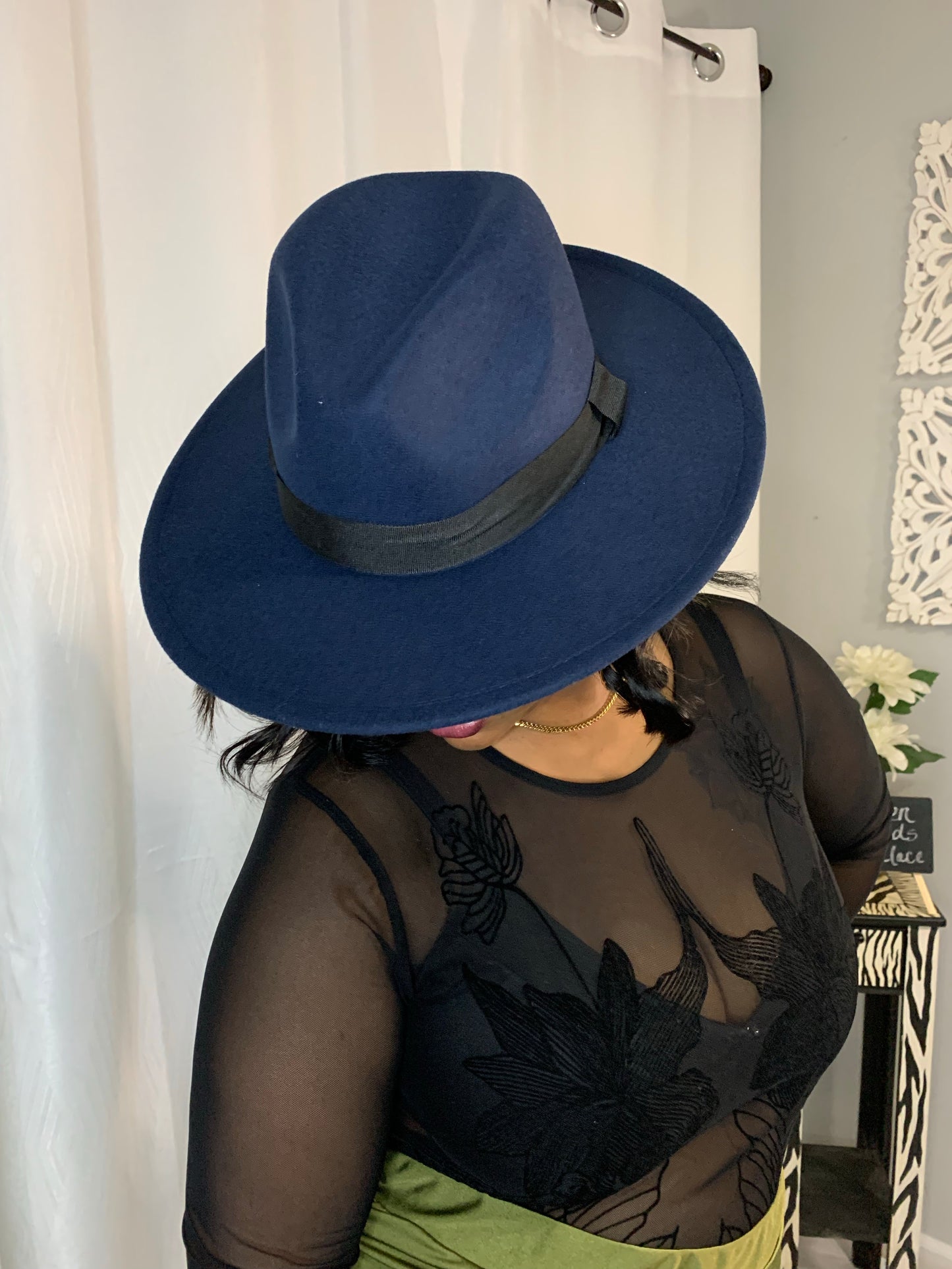 Navy Blue Fedora Hat