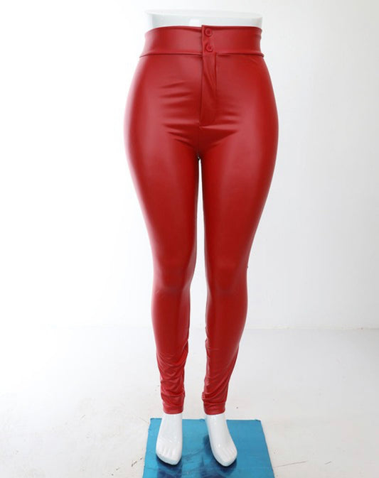 Red Faux Leggings